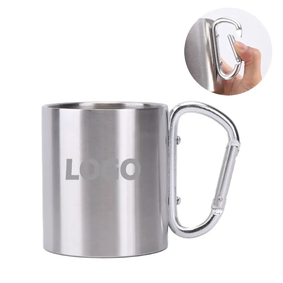 10oz Stainless Steel Camp Coffee Mug with Carabiner Handle