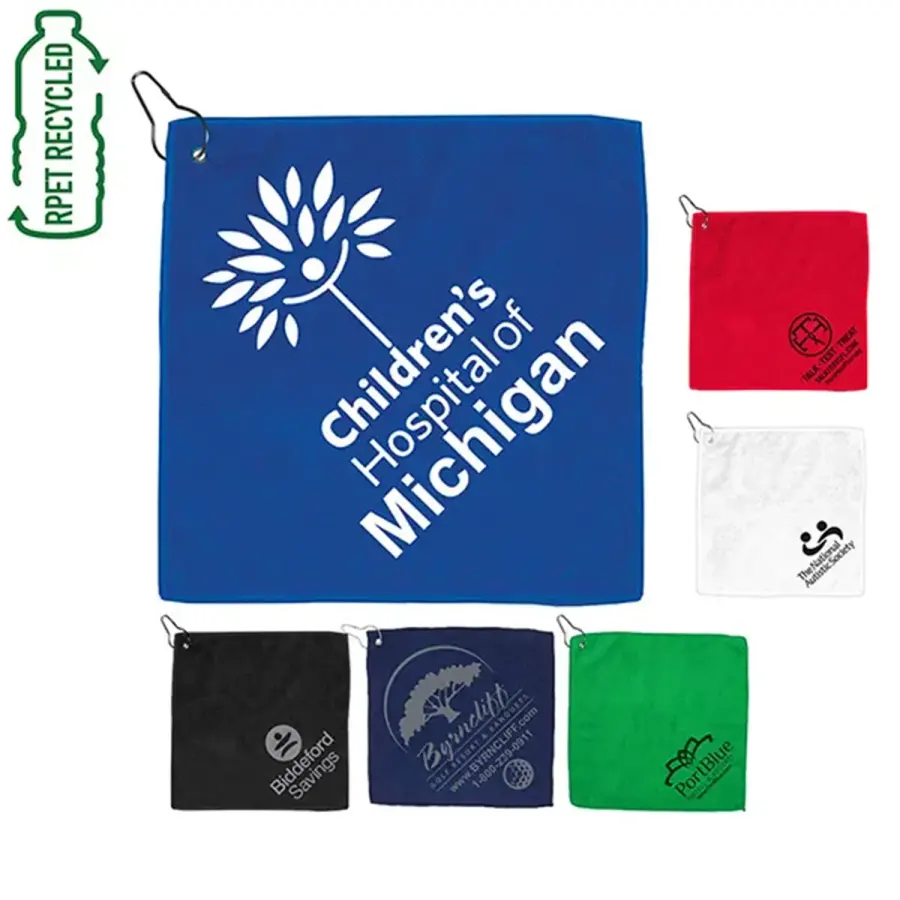 12"W x 12"H - Heavy Duty Golf Towel with Clip - "The Wedge"