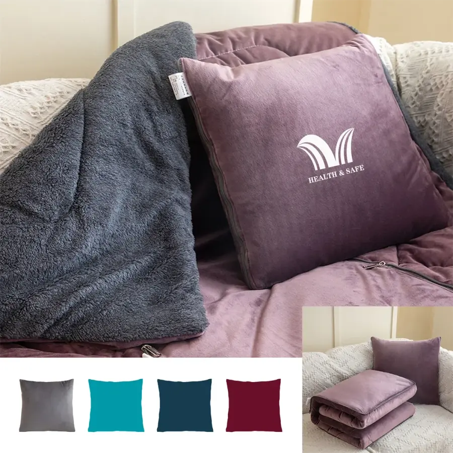 2 In1 Velvet & Sherpa Blanket Throw Pillow