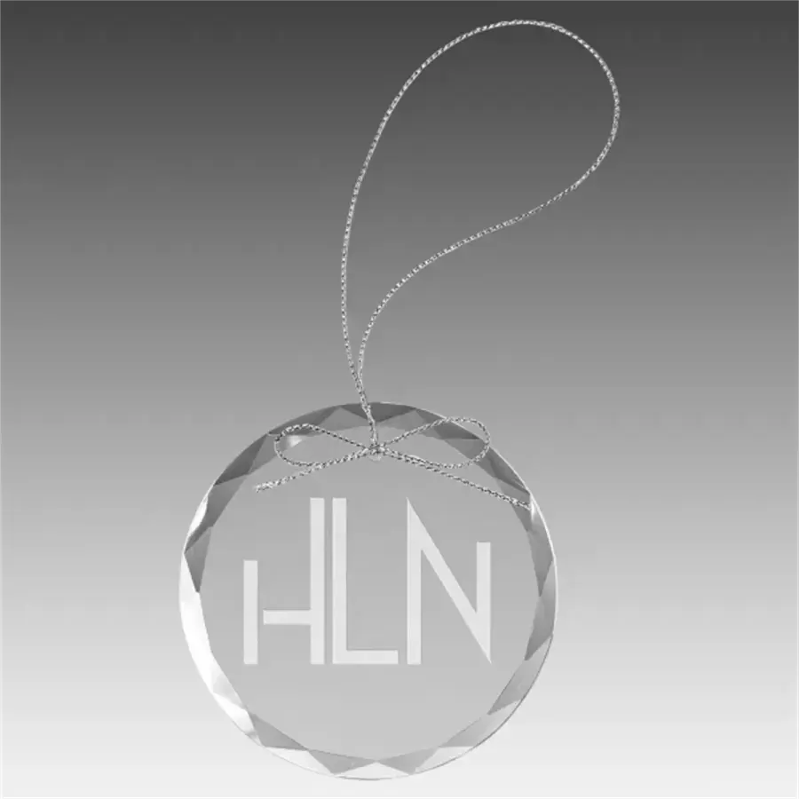3.25" Clear Round Glass Ornament with Silver String in Clear-Silver