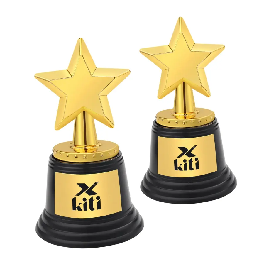 4.7" x 2.6" Mini Plastic Gold Star Trophy Awards For Kids