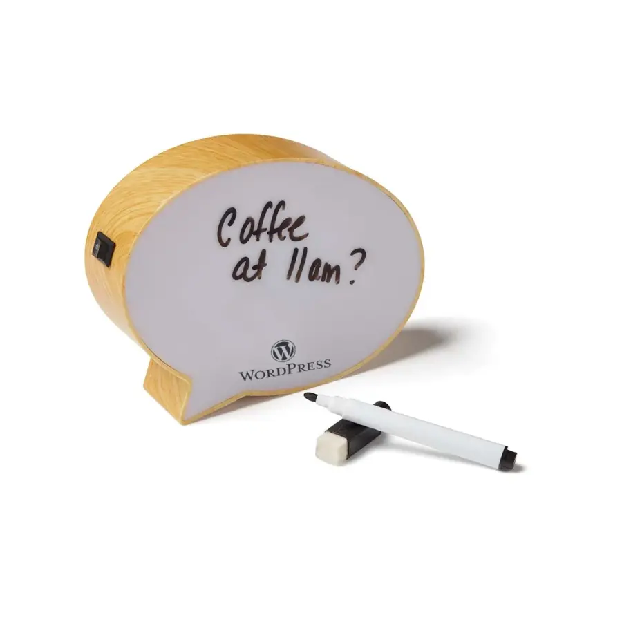 6" Light-Up Mini Speech Bubble Message Board in Wood Grain-White