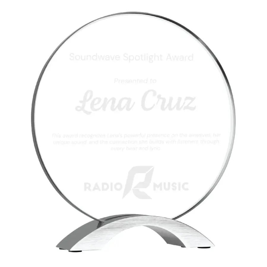 8 1/2" Round Cosmic Acrylic Award w/ Silver Base