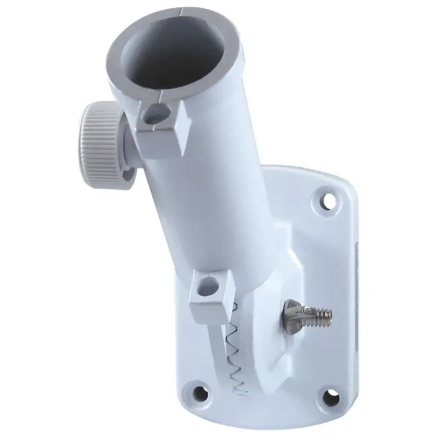 Adjustable White Cast Aluminum Bracket for 1" Flagpole in White