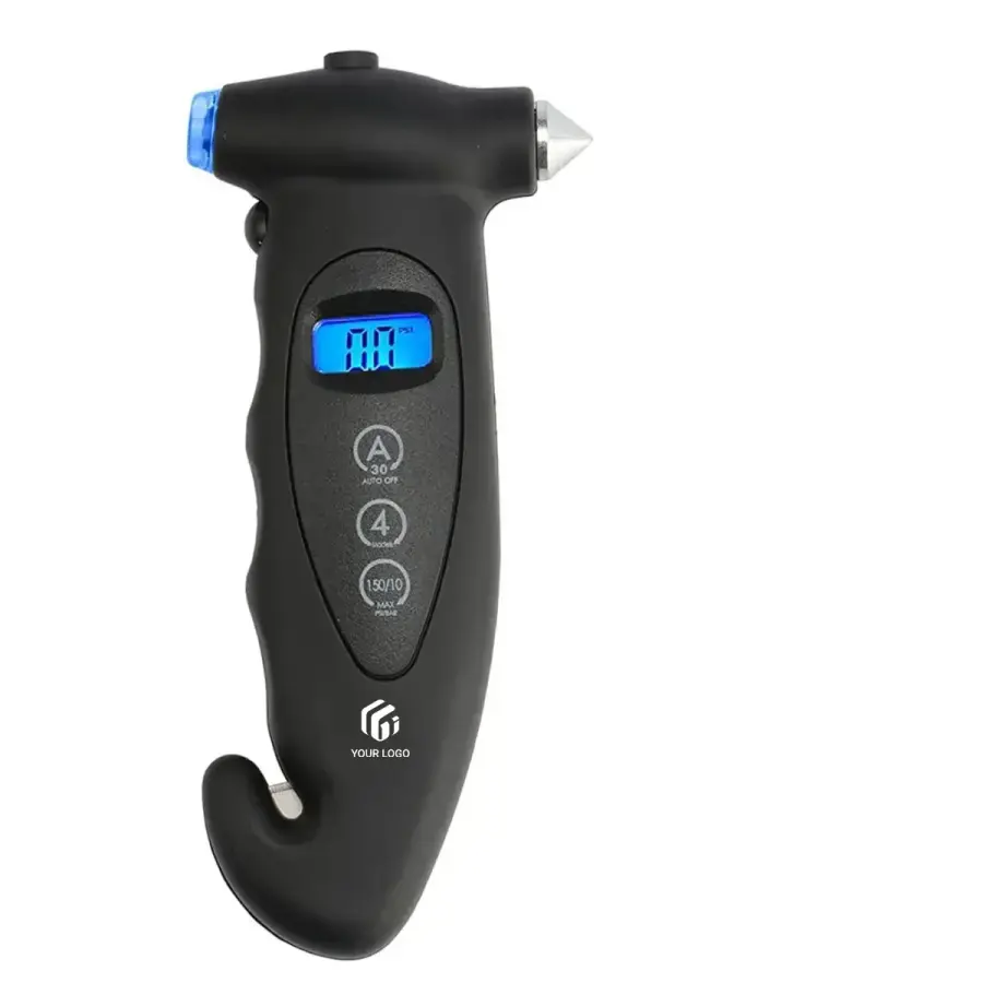 All-in-1 Car Tire Air Pressure Gauge with Emergency Tools