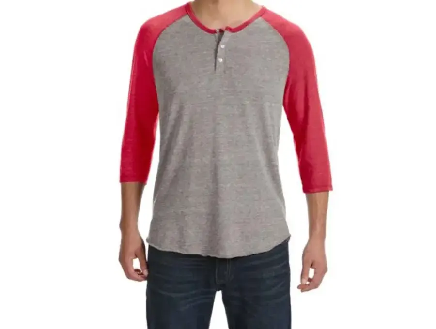 Alternative 3/4-Sleeve Raglan Henley - Dark/Colors
