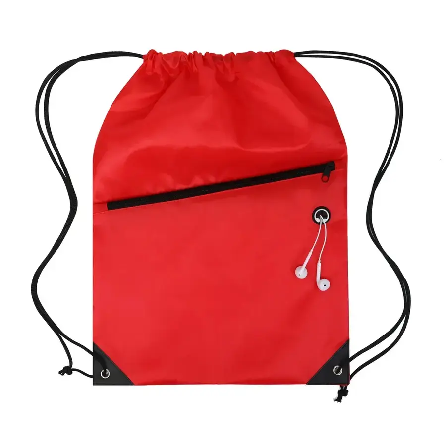 Drawstring Backpack with Front Zipper Pocket