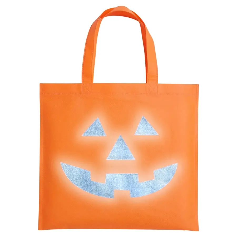 Halloween Pumpkin Reflective Tote Bag in Orange