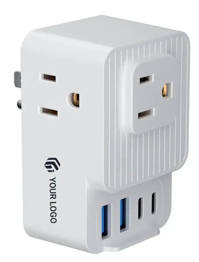 Portable Home Office Multi Plug Wall Outlet Extender Adapter in White