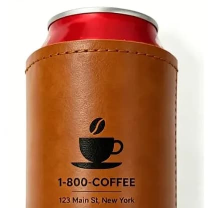 Premium Leather Can Cooler in Brown