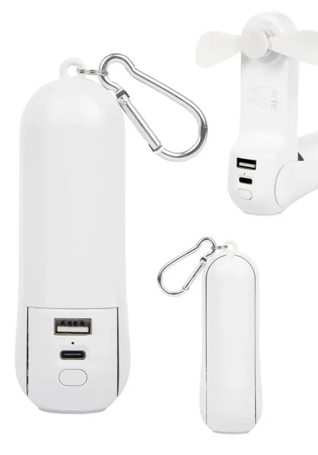 Rechargeable Power Bank With Fan & Flashlight