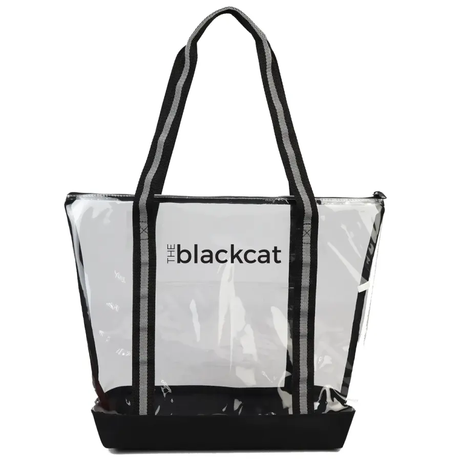 Clear TPU Tote with Zipper in Clear-Black