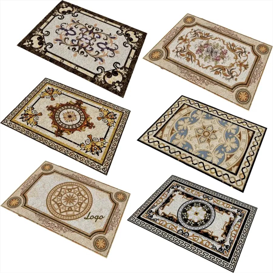Colorful Ornate Patterned Round Custom Logo Area Rugs