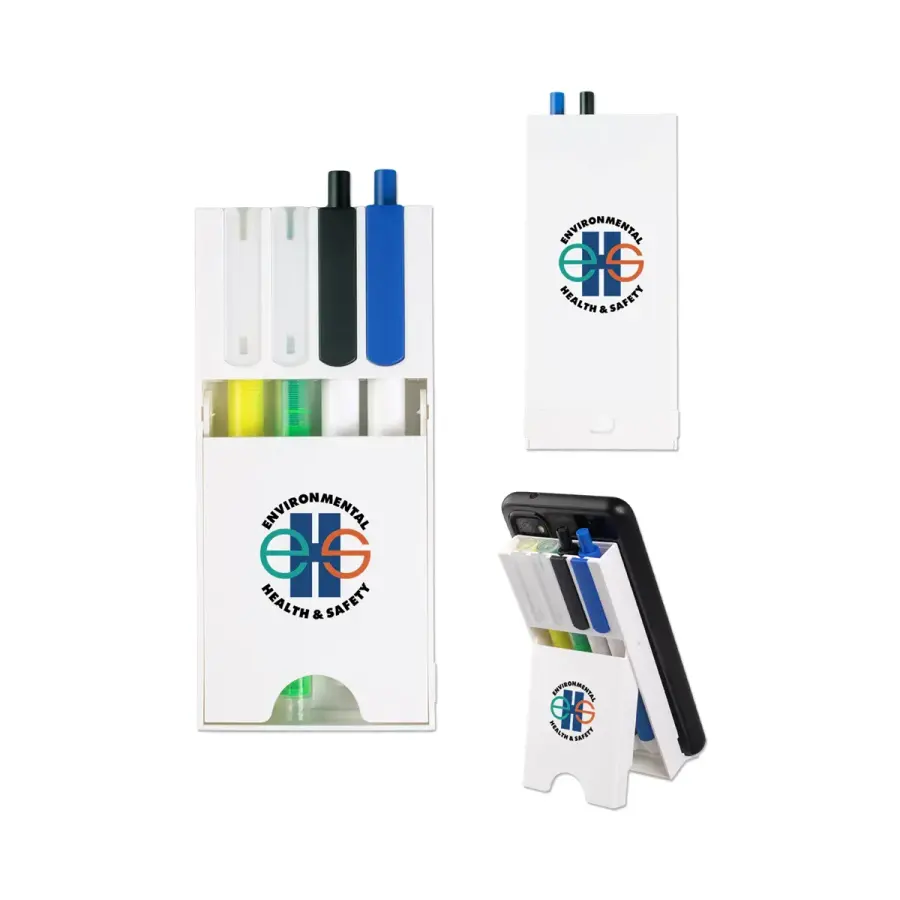 Desktop Organizer with Pens & Highlighters in White