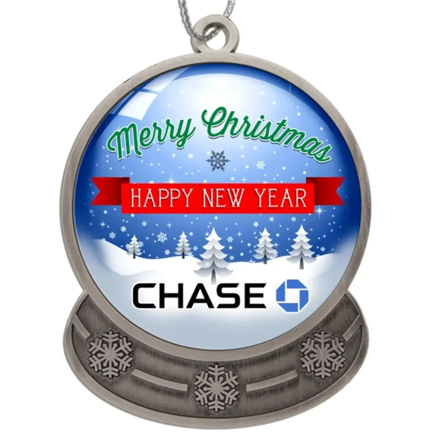Die Cast Holiday Ornament - Snow Globe in Antique Silver
