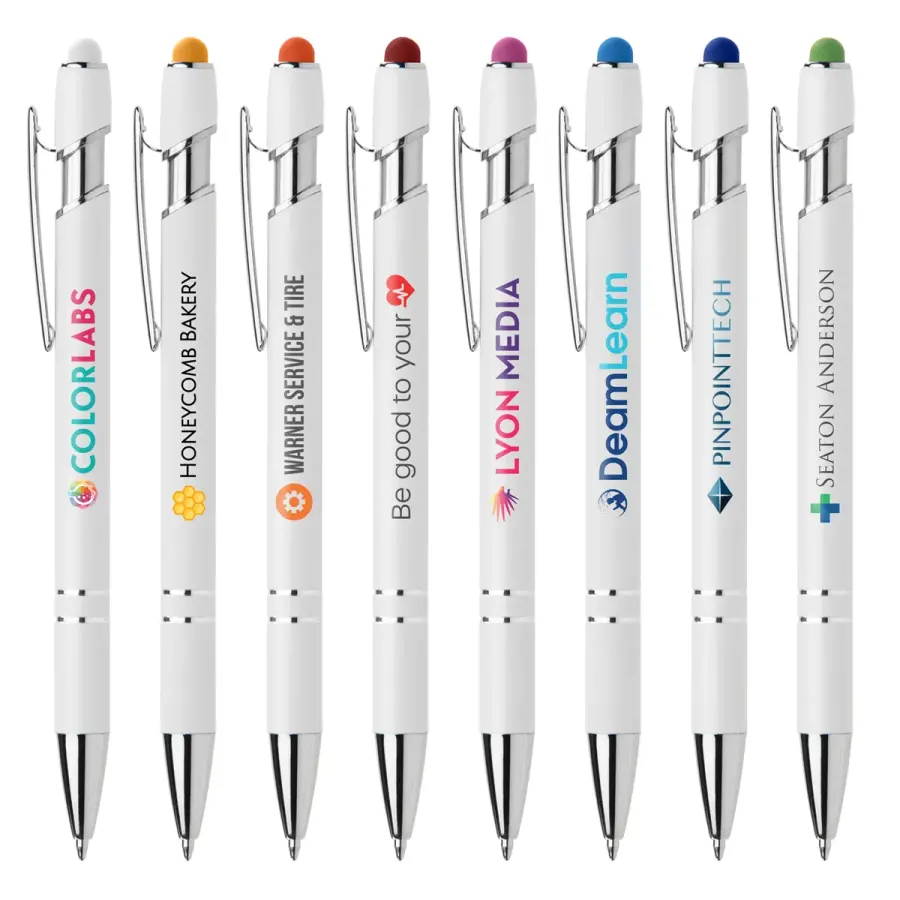Ellipse Softy White Barrel Pen w/ Stylus