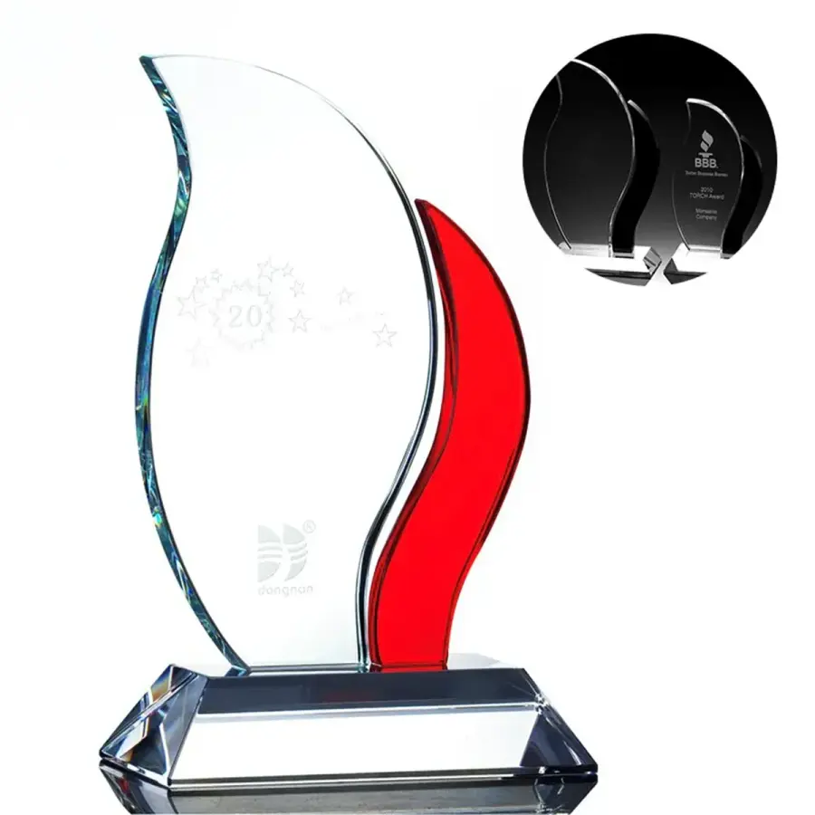 Flame Shape Crystal Award Trophy