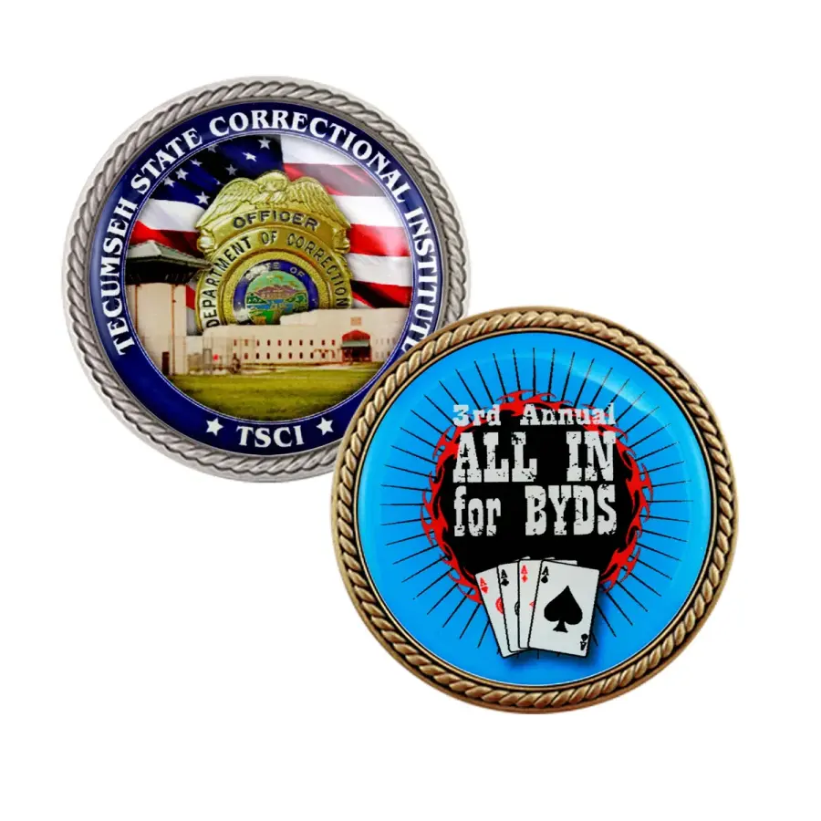 Full Color Speed Challenge Coin with Rope Border
