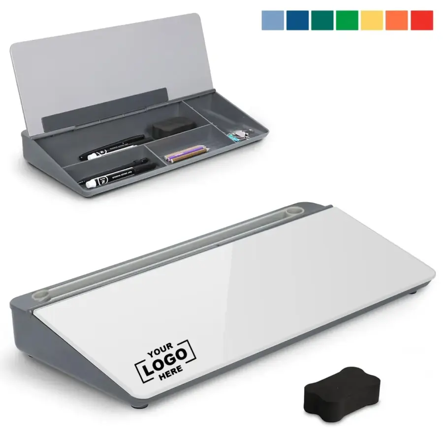 Glass Desk Whiteboard with Storage