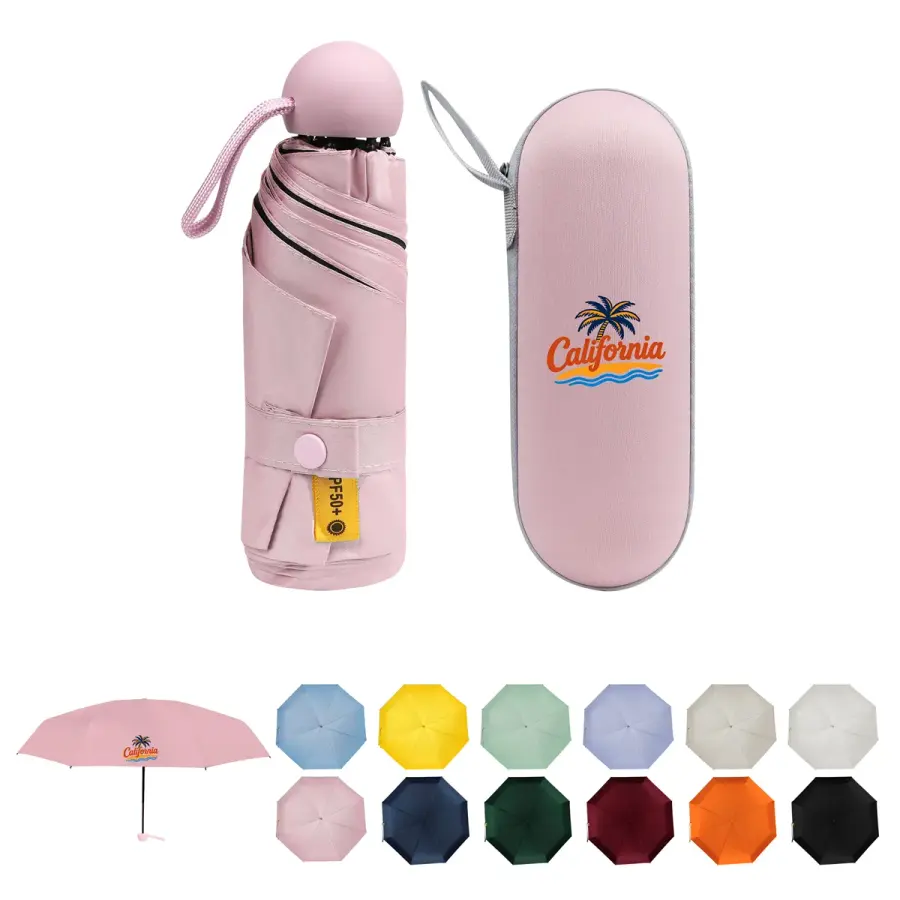 Mini Windproof Sun & Rain Pocket Umbrella With Case