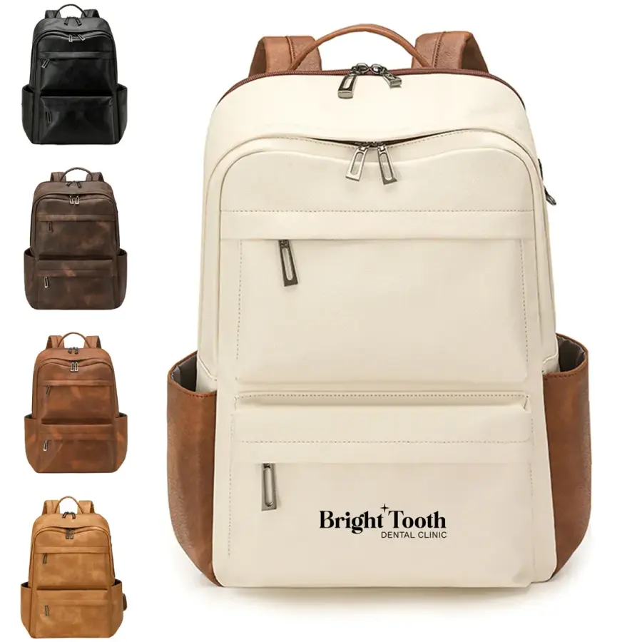 Minimalist Vegan Leather Travel Laptop Backpack