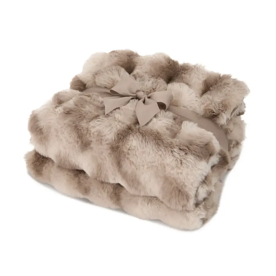 Ruched Faux Fur Recycled Polyester Blanket