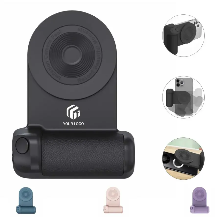 Travel portable magnetic phone camera grip with shutter