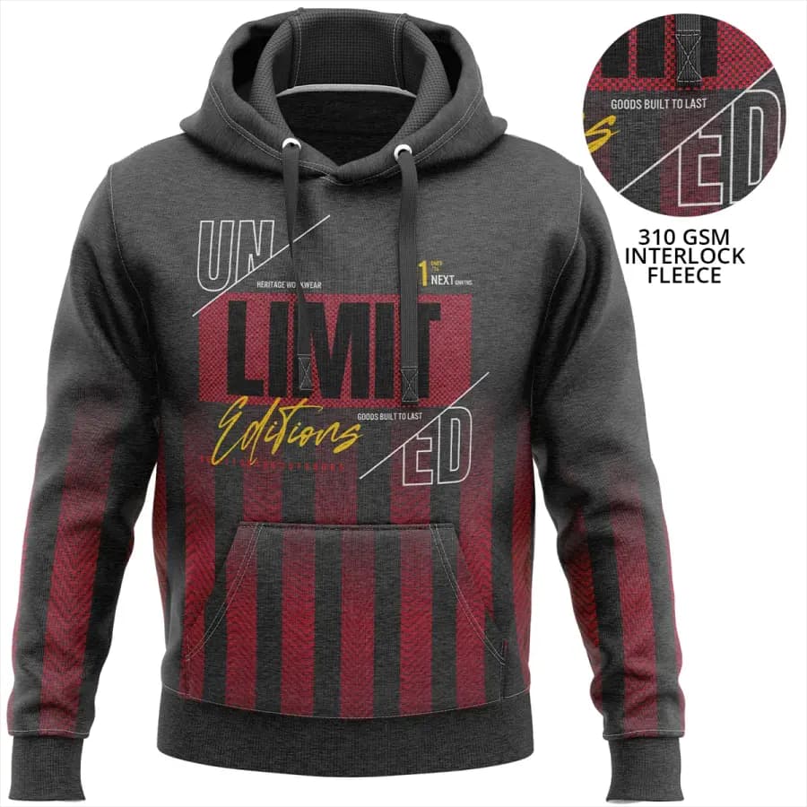 Unisex 310 GSM Interlock Fleece Sublimation Hoodies