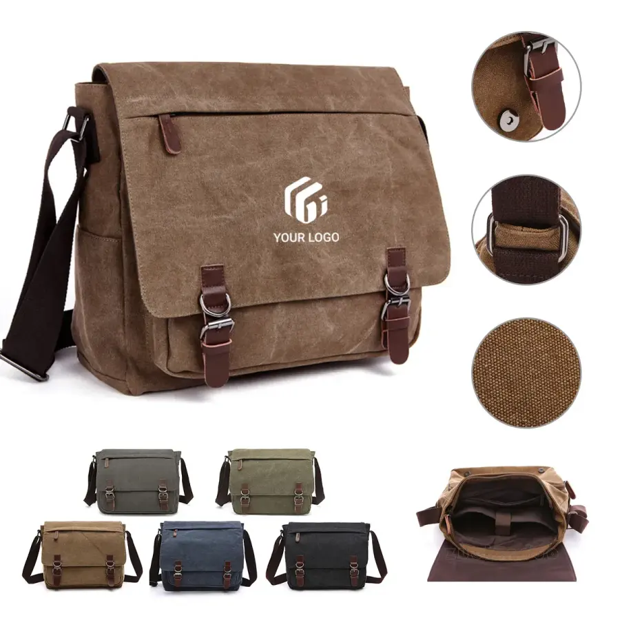 Versatile canvas business computer shoulder messenger bag