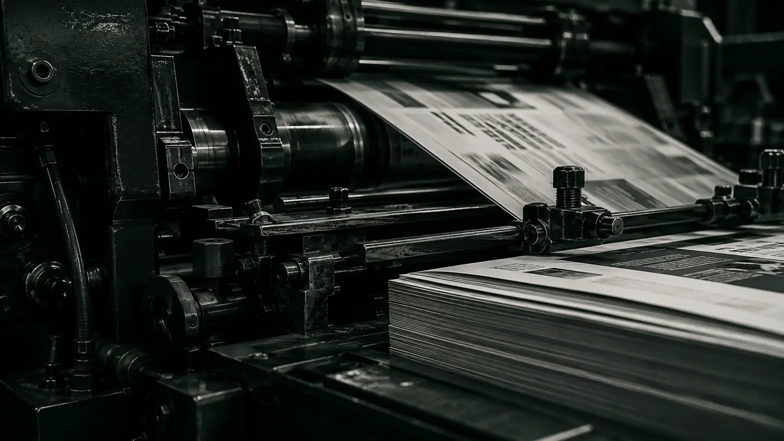 Offset printing press running a paper feed