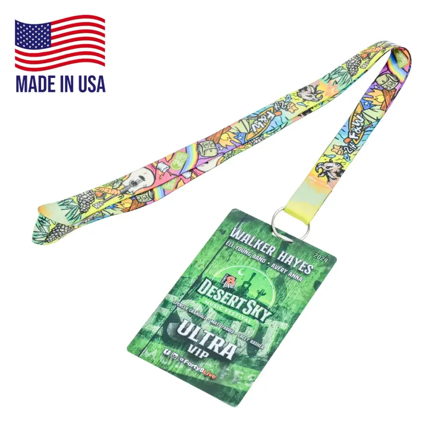 3/4" Full Color Combo Lanyard w/PVC ID Badge Holder