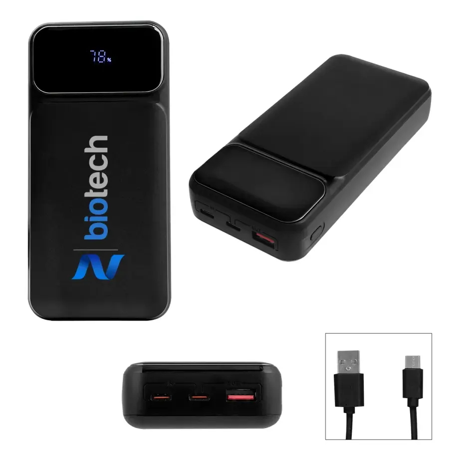 65W Fast Charge 20,000 mAh Laptop Power Bank in Black
