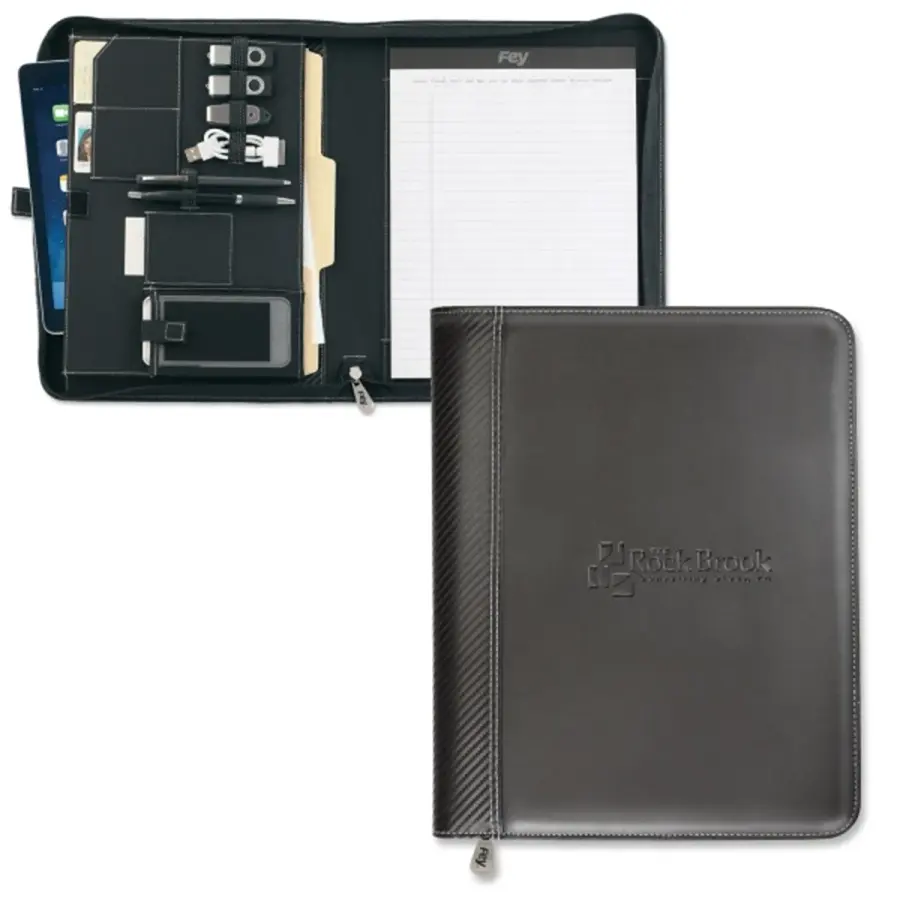 Carbon Fiber Zippered TechFolio in Black