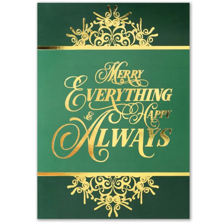Classic Merry Everything Greeting Card in Green-White