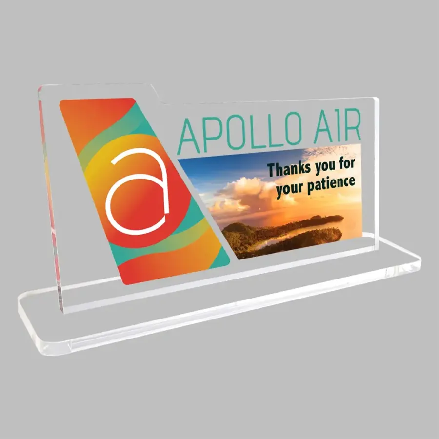 Clear Desk Plaque- Full Color- with Slotted Base in Clear