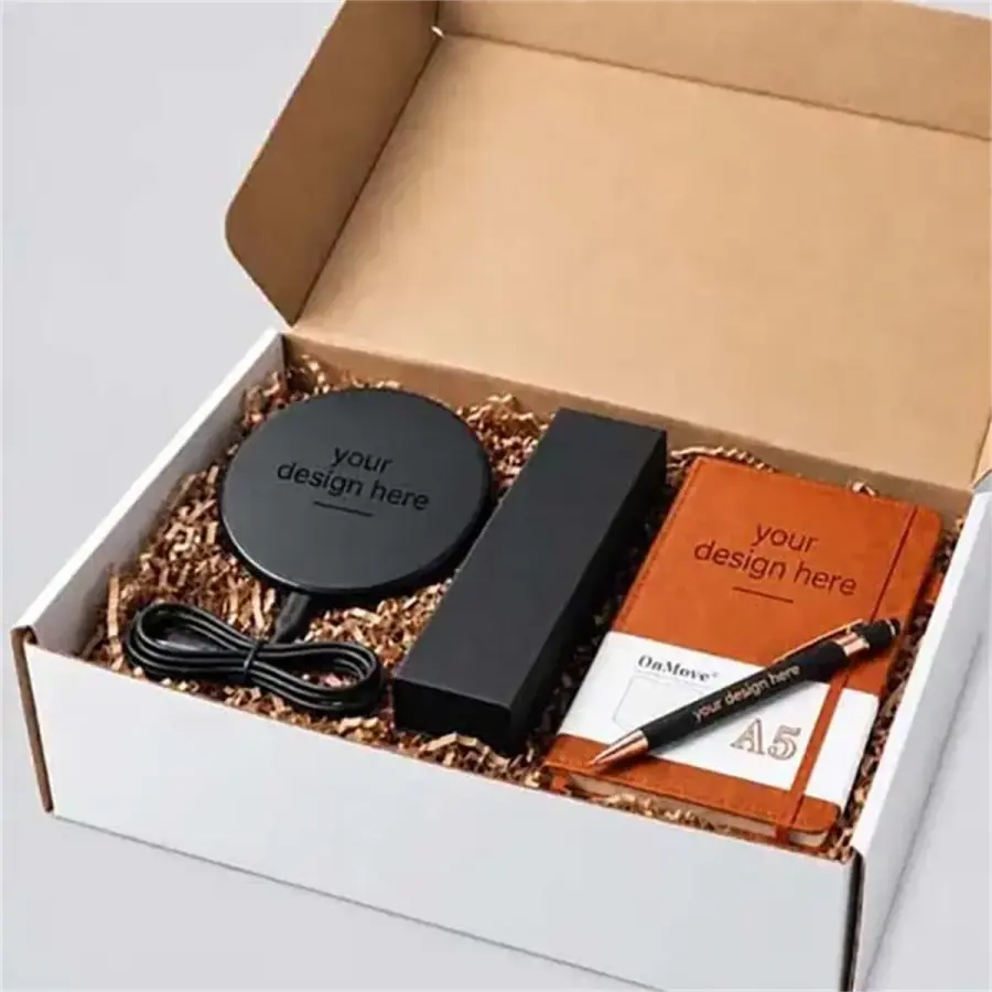 Executive Gift Set - Leather Journal, Pen & Wireless Charger