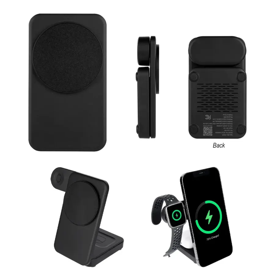 Foldable rABS Magnetic Wireless Charger in Black