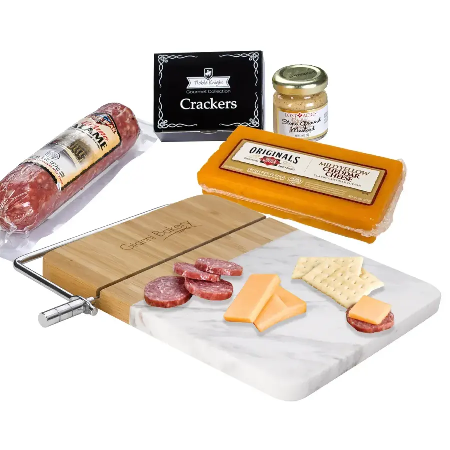 Marble Cutting Board Charcuterie Set in White Marble
