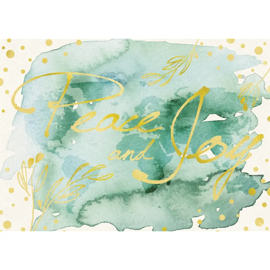 Premium Watercolor Peace & Joy Holiday Greeting Card