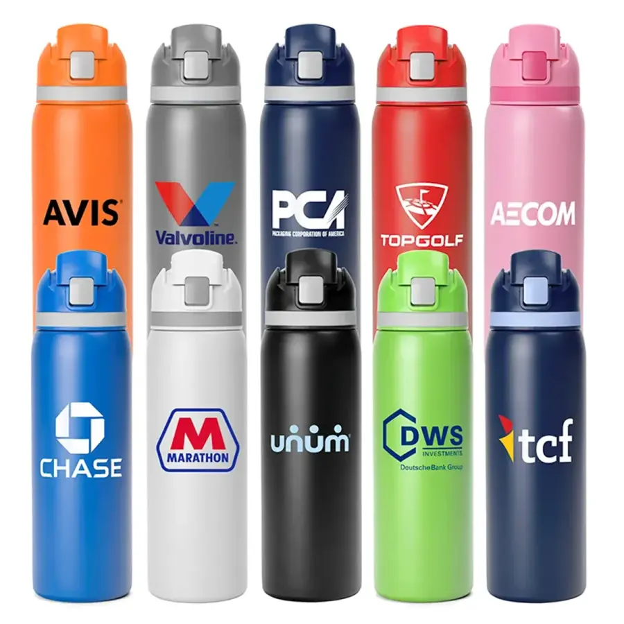 Two-Toned 27oz. Stainless Steel Pop Straw Bottle