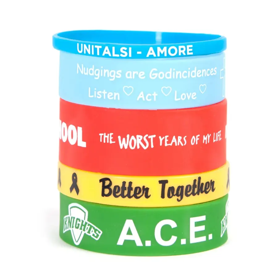 1/2" Silk-Screened Silicone Wristband