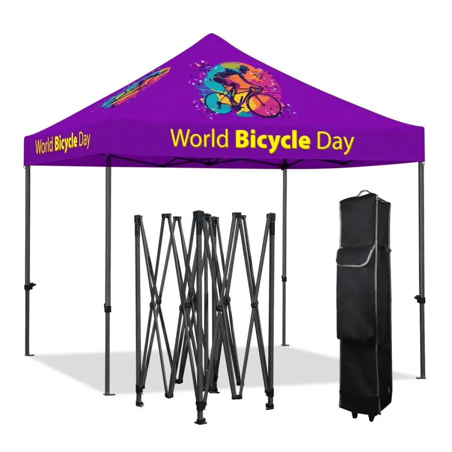 10' Heavy Duty Steel Pop Up Canopy w/600 Denier Polyester