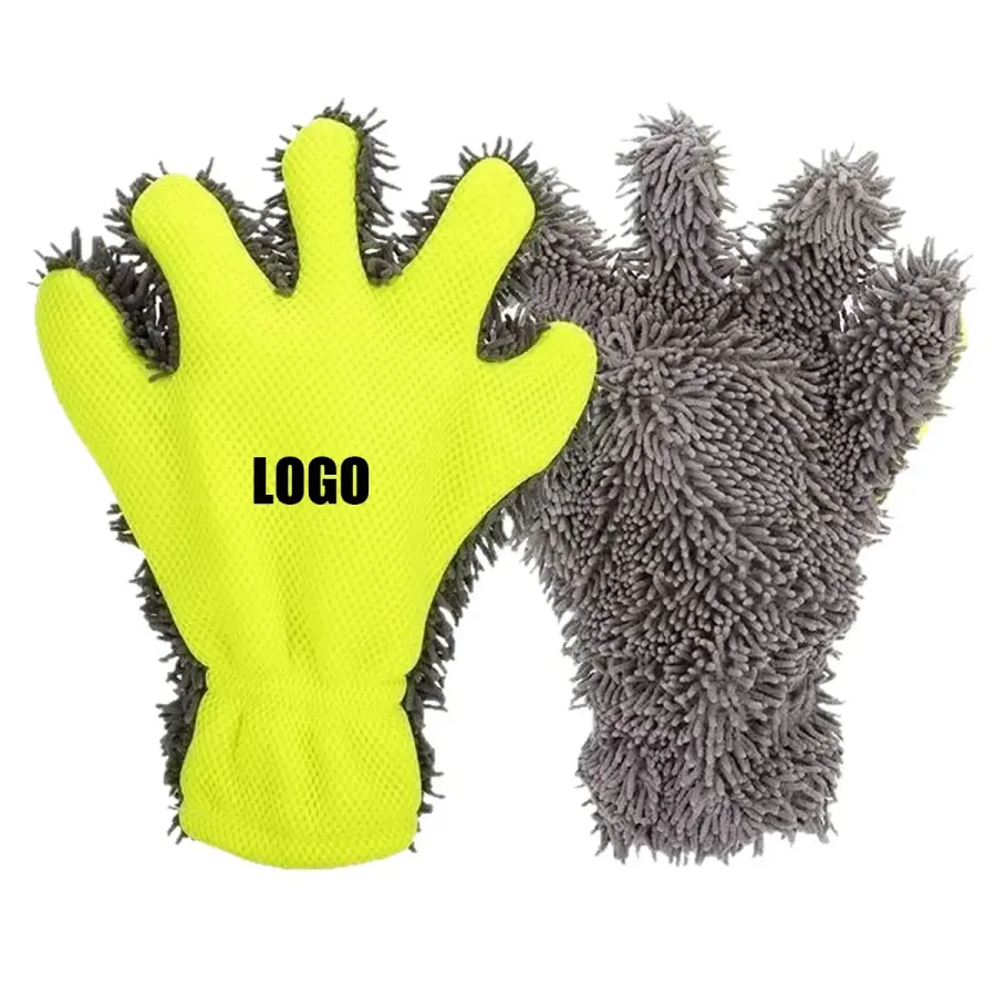 5-Finger Microfiber Wash Mitts in Green