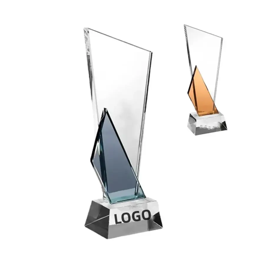 Crystal Trophy Award Plaque