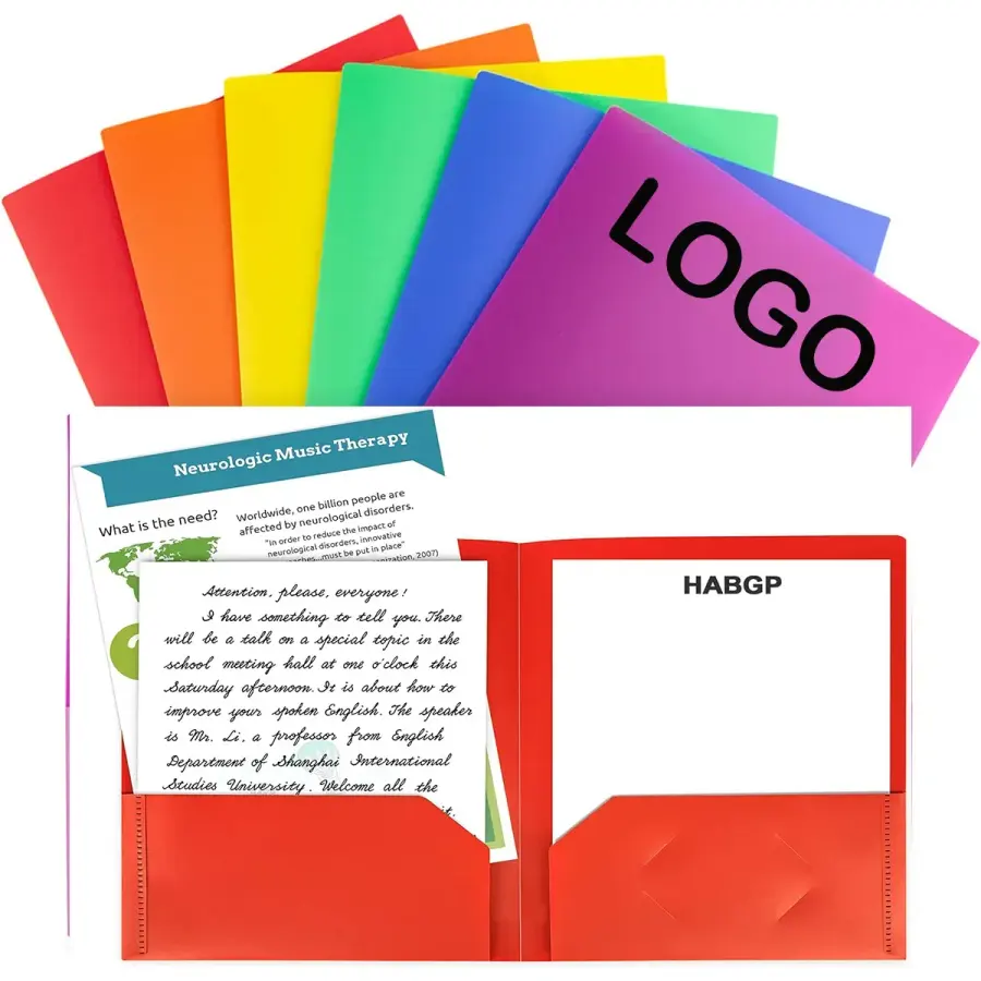 Custom Plastic Folder with Pockets& Durable Document Storage