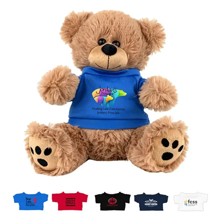 LARGE 8" Plush Teddy Bear With Choice of T-Shirt Color