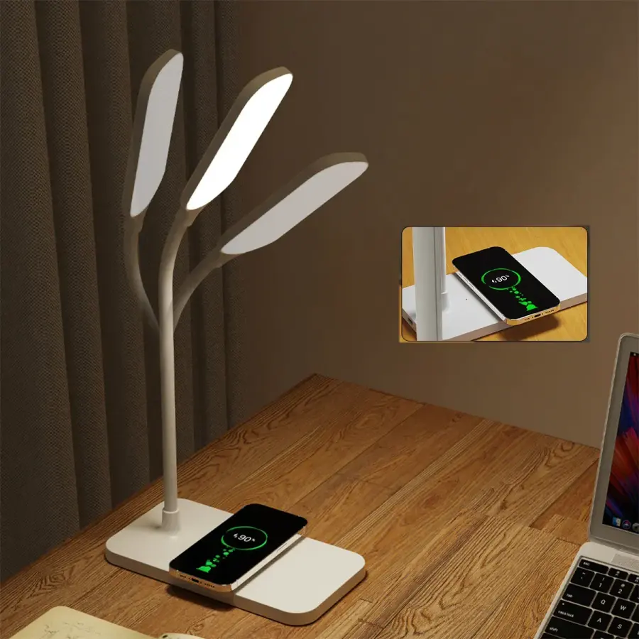 LED Eye-Caring Table Lamp with Built-in Wireless Charger
