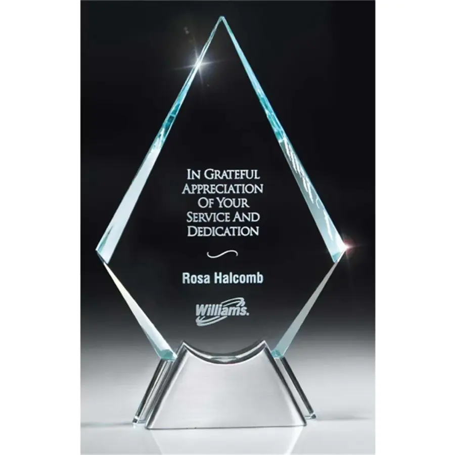 Medium Starphire Glass Award on Solid Aluminum Base