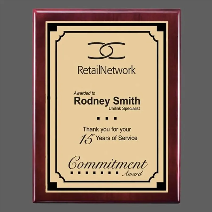 Oakleigh/Everett Plaque - Rosewood/Satin Gold