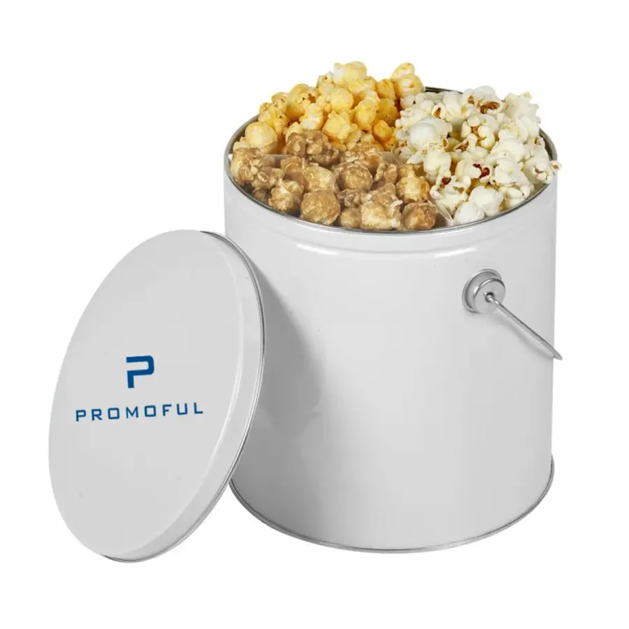 One Gallon Popcorn Tin - Trio Popcorn in White